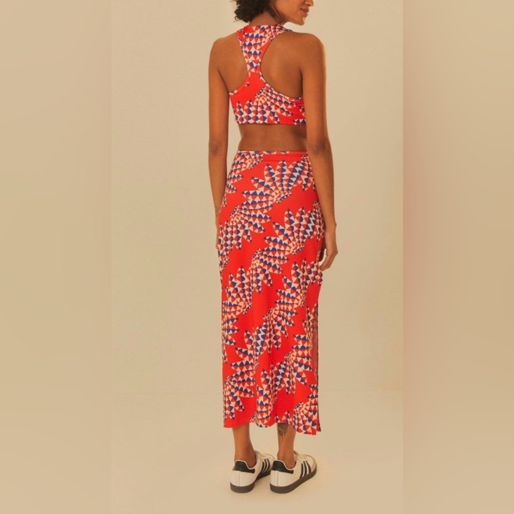 Farm Rio X Adidas Farm Psychedelic Wave Red Dress. Size Large. - Picture 2 of 8